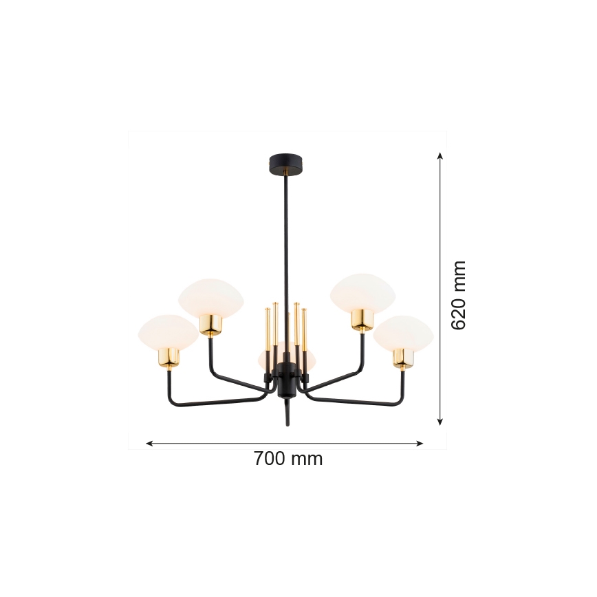 Argon 2128 - Полилей RAVELLO 5xE14/15W/230V черен/златист