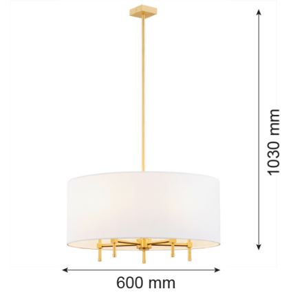 Argon 2132 - Висящ полилей ABBANO 5xE14/7W/230V месинг/бял
