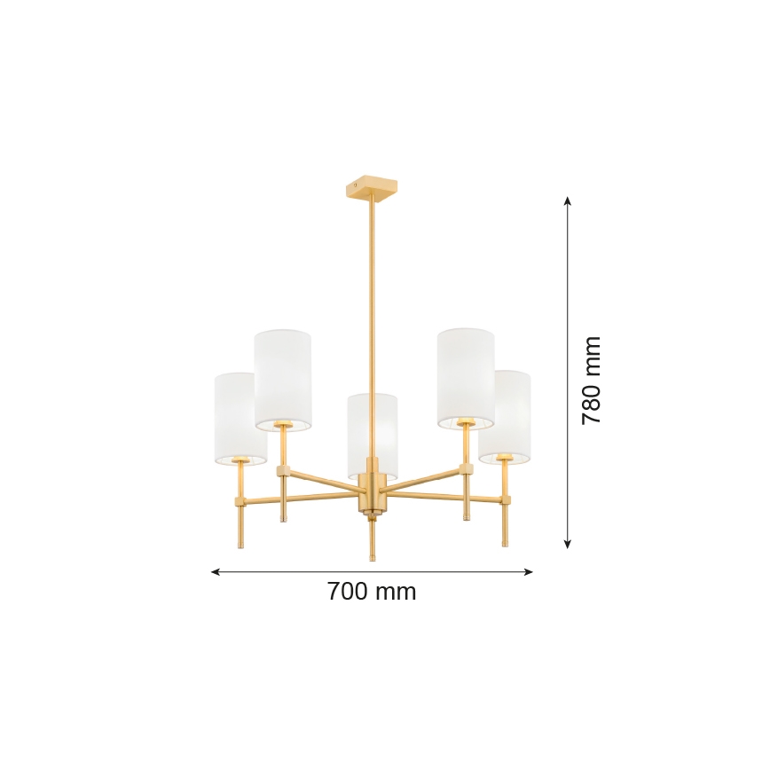 Argon 2134 - Полилей ABRUZZO 5xE14/15W/230V месинг/бял