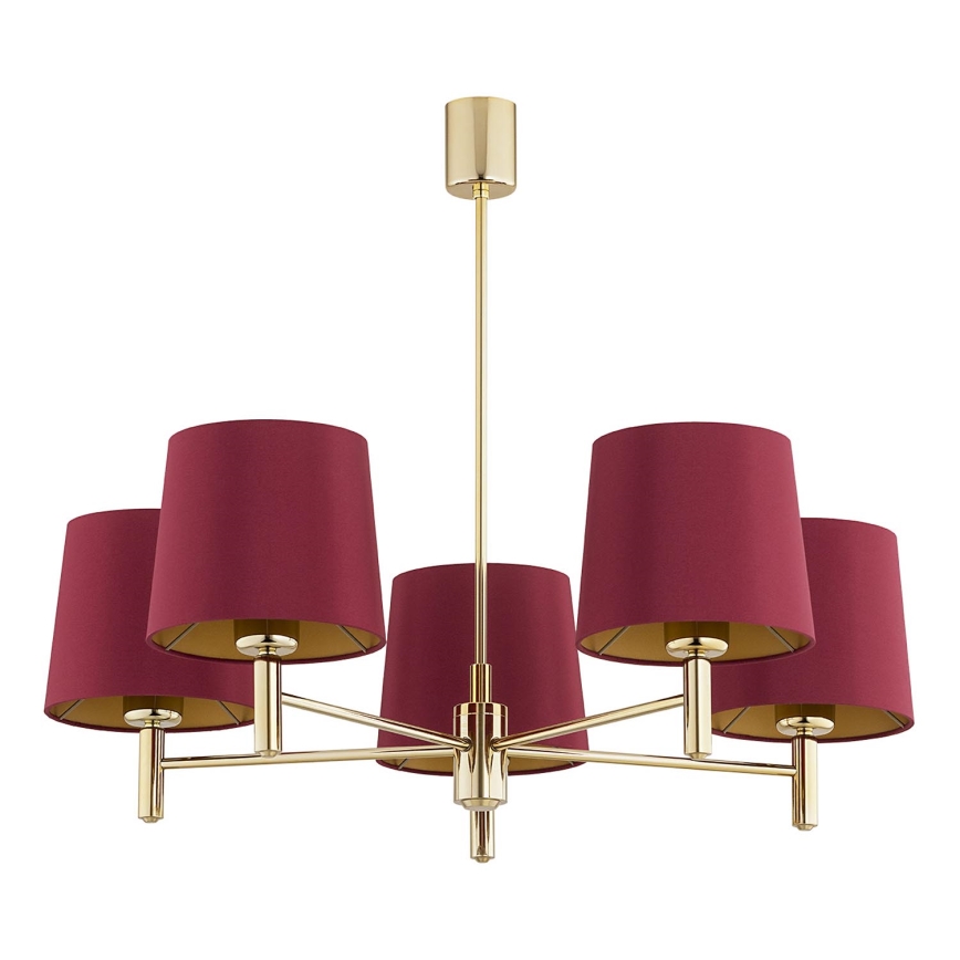 Argon 2169 - Висящ полилей PONTE PLUS 5xE27/15W/230V червен