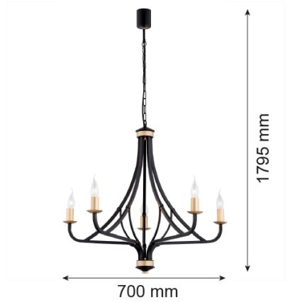 Argon 2171 - Пендел LORENZO 5xE14/7W/230V