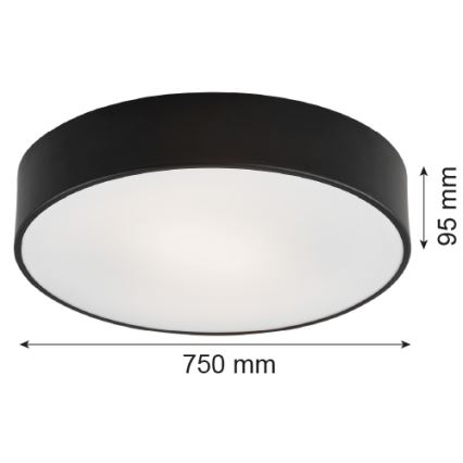 Argon 2536 - Плафон DARLING 6xE27/15W/230V Ø 75 см черен