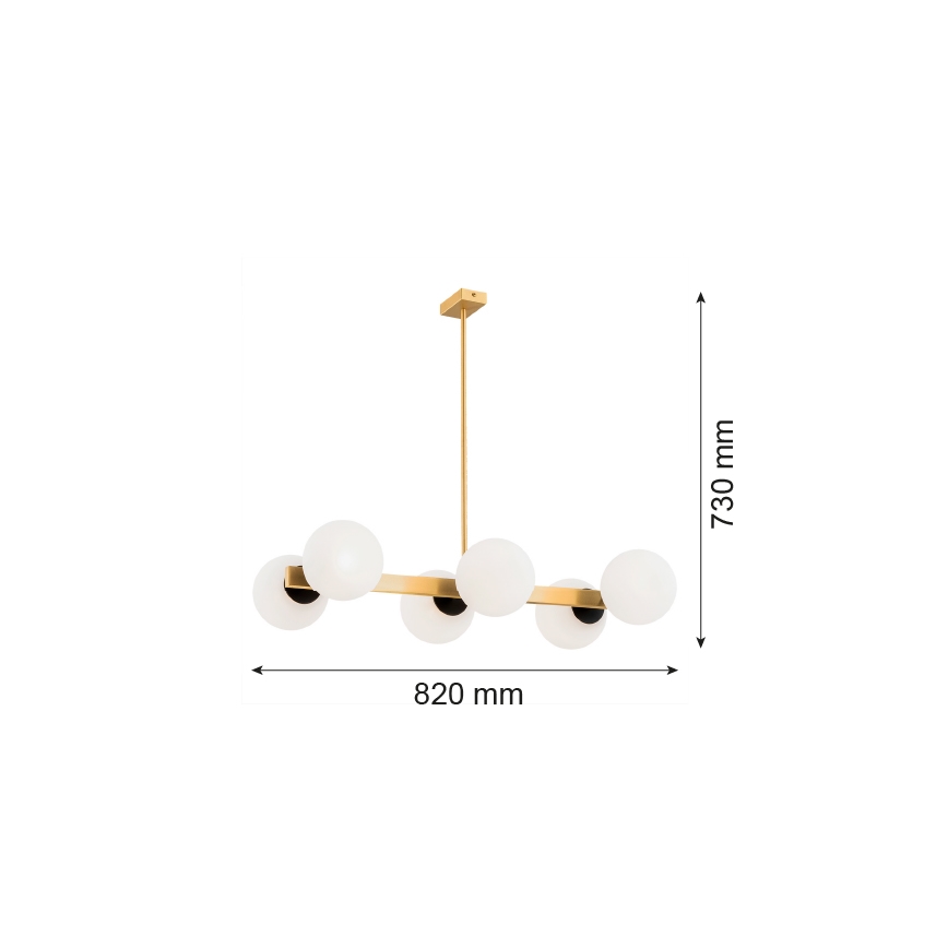 Argon 2549 - Полилей FREEMONT 6xE27/15W/230V златист/бял/черен