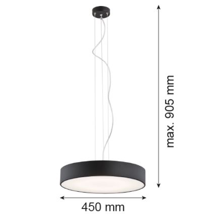 Argon 3352 - Полилей DARLING 1xLED/35W/230V Ø 45 см черен