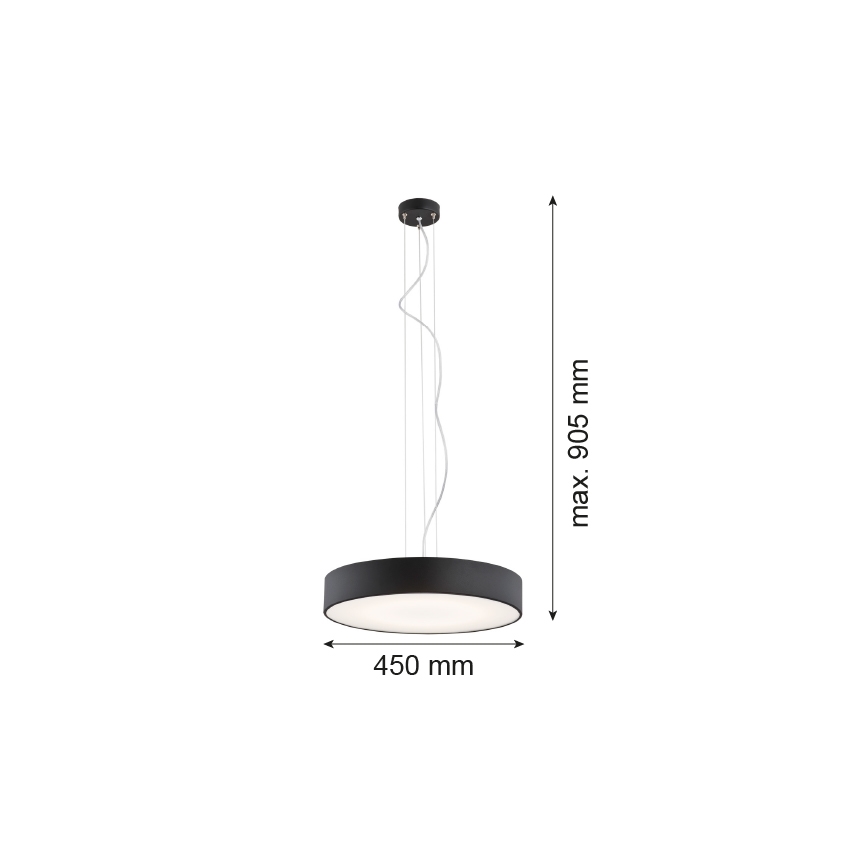 Argon 3352 - Полилей DARLING 1xLED/35W/230V Ø 45 см черен