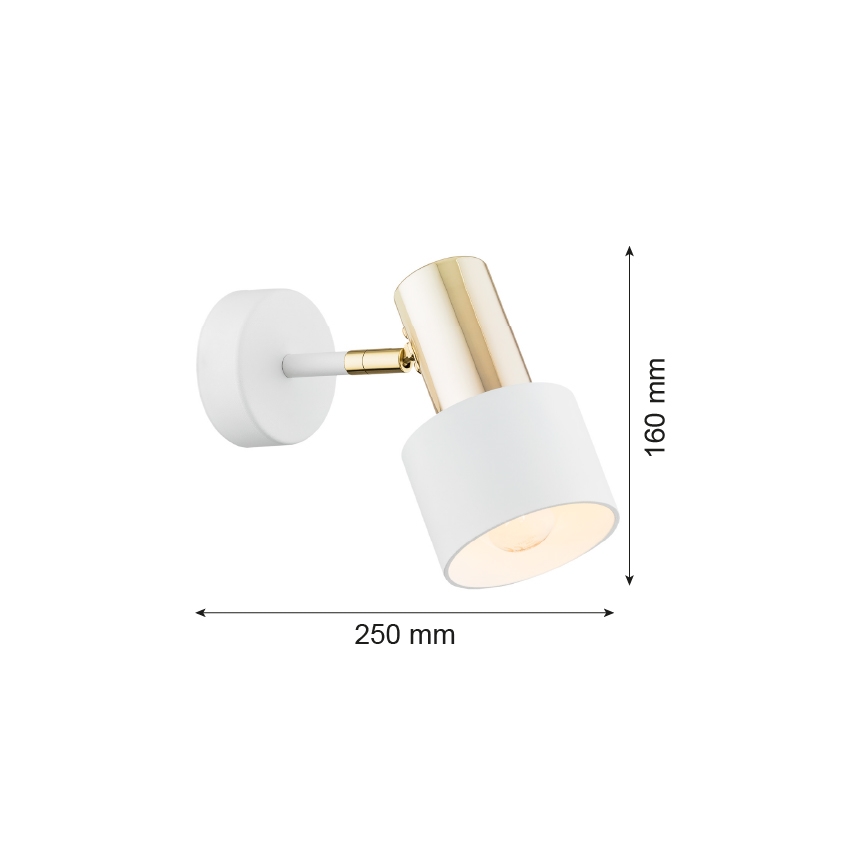 Argon 4264 - Стенен спот DORIA 1xE27/15W/230V бял/месинг