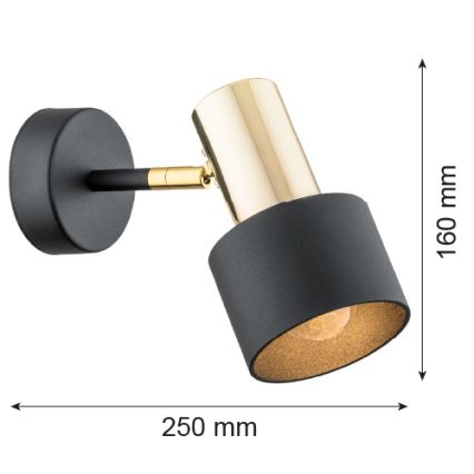 Argon 4265 - Стенен спот DORIA 1xE27/15W/230V черен/месинг