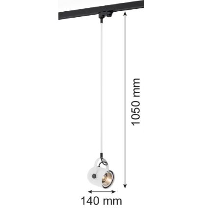 Argon 4312 - Полилей за релсова система NET 1xE27/15W/230V бял
