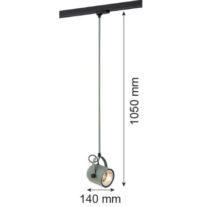 Argon 4313 - Полилей за релсова система NET 1xE27/15W/230V зелен