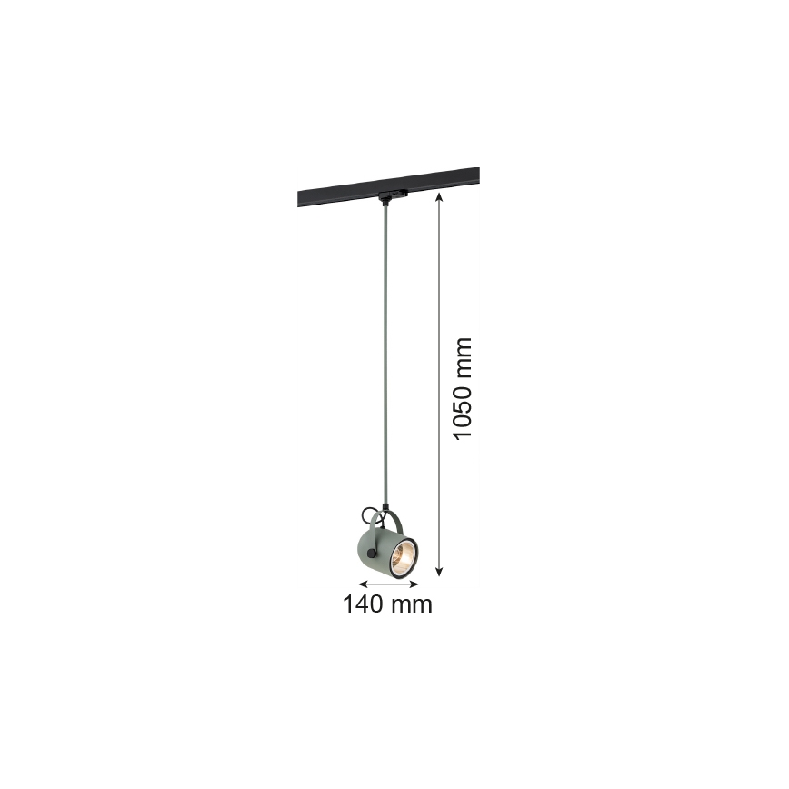 Argon 4313 - Полилей за релсова система NET 1xE27/15W/230V зелен
