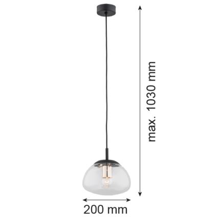Argon 4331 - Пендел TRINI 1xE27/15W/230V Ø 20 см черен