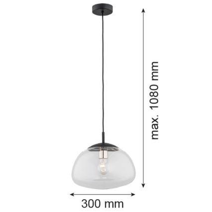 Argon 4332 - Висящ полилей TRINI 1xE27/15W/230V ⌀ 30 см черен