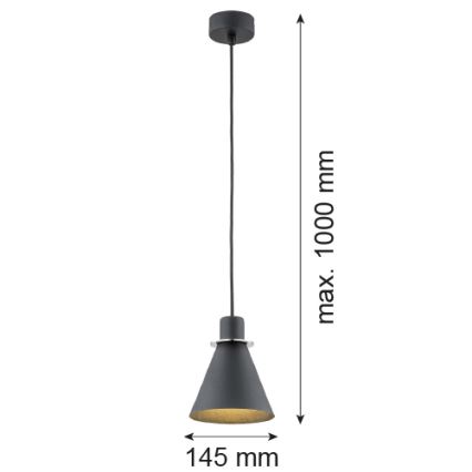 Argon 4688 - Висящ полилей BEVERLY 1xE27/15W/230V черен/лъскав хром