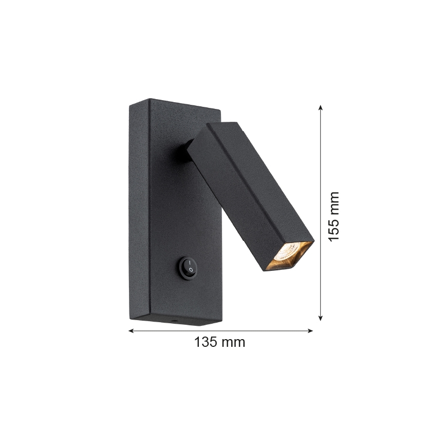 Argon 4723 - Стенен спот ROCK 1xG9/6W/230V черен