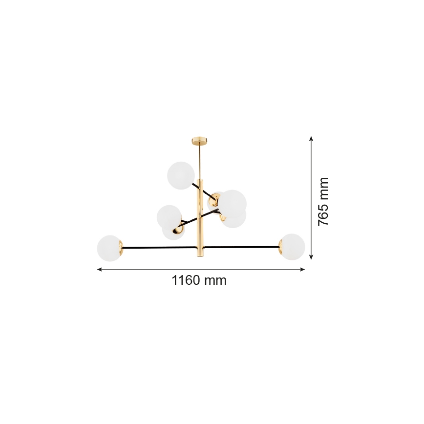 Argon 5041 - Висящ полилей CAMERON 8xE27/15W/230V месинг/черен