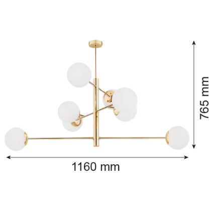 Argon 5043 - Висящ полилей CAMERON 8xE27/15W/230V месинг