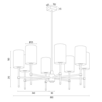 Argon 5051 - Полилей ABRUZZO 8xE14/15W/230V месинг/бял