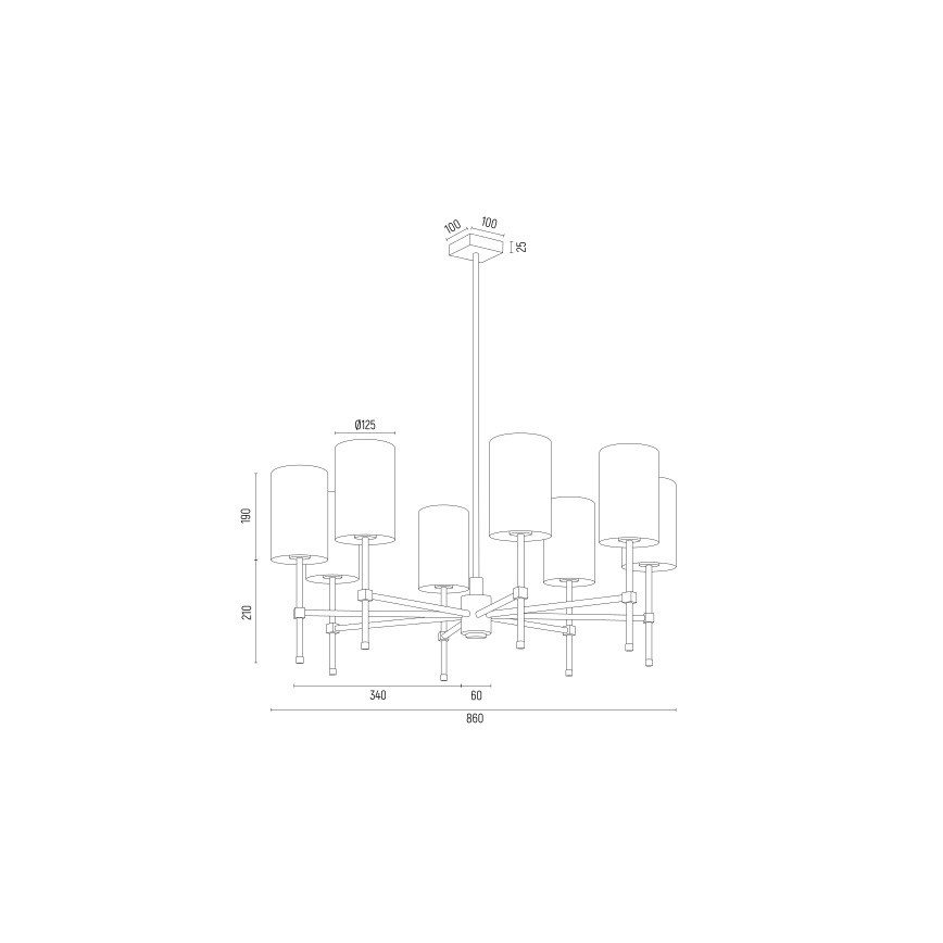 Argon 5051 - Полилей ABRUZZO 8xE14/15W/230V месинг/бял