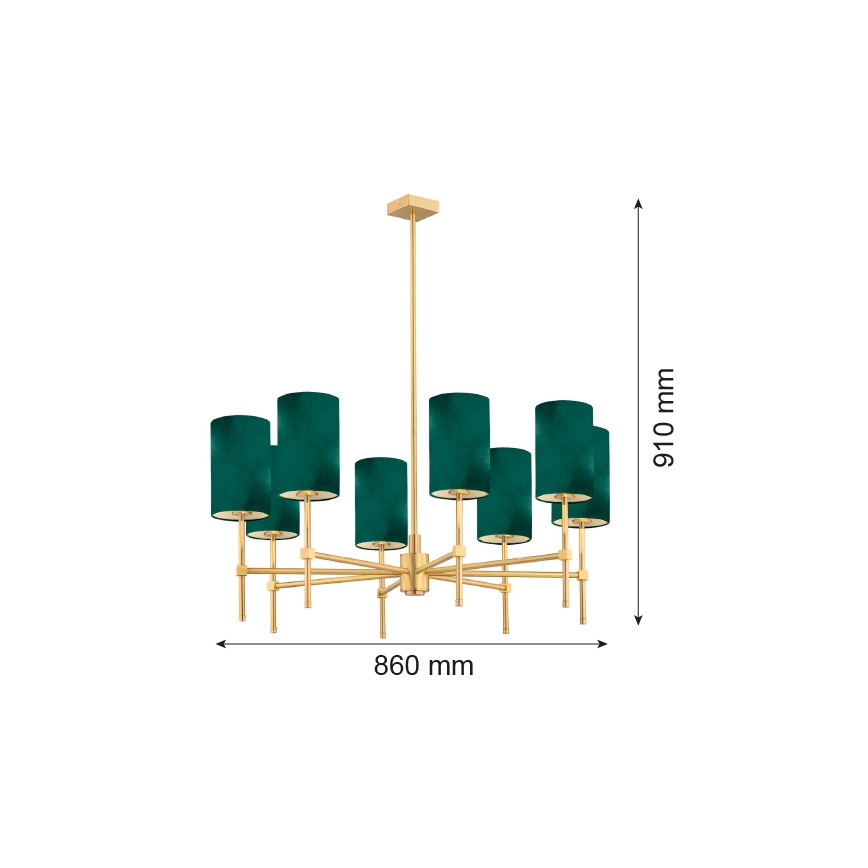 Argon 5055 - Полилей ABRUZZO 8xE14/7W/230V месинг/зелен