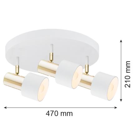 Argon 6008 - Спот DORIA 3xE27/15W/230V бял/месинг