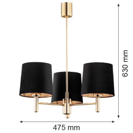 Argon 6111 - Висящ полилей PONTE 3xE27/15W/230V черен