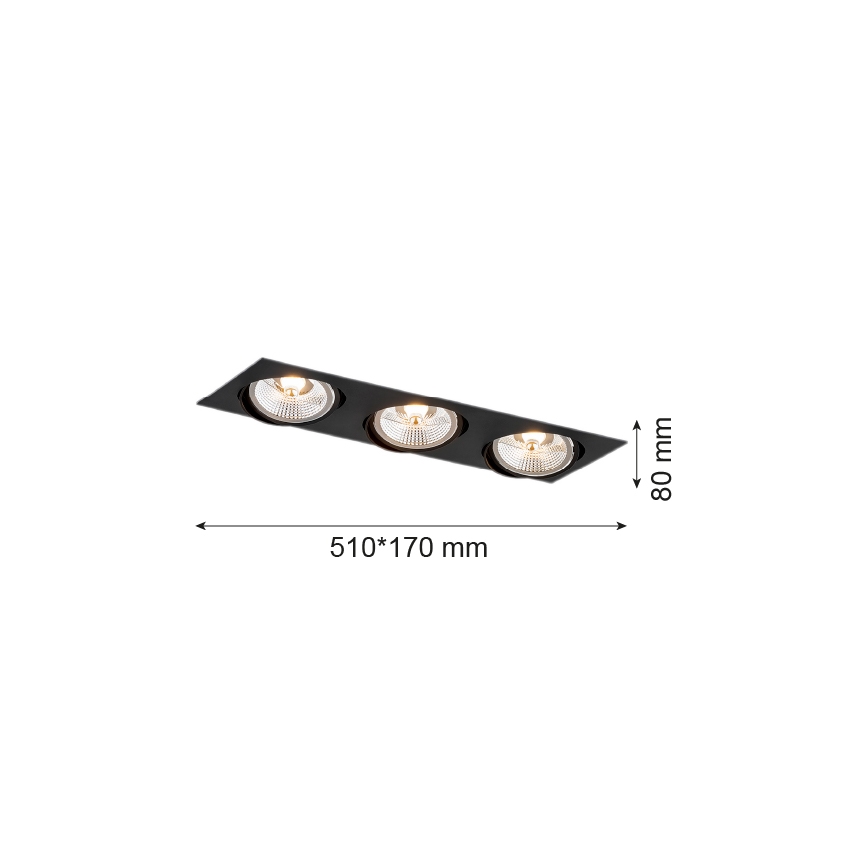 Argon 6116 - Лампа за вграждане OLIMP 3xGU10-AR111/12W/230V черен