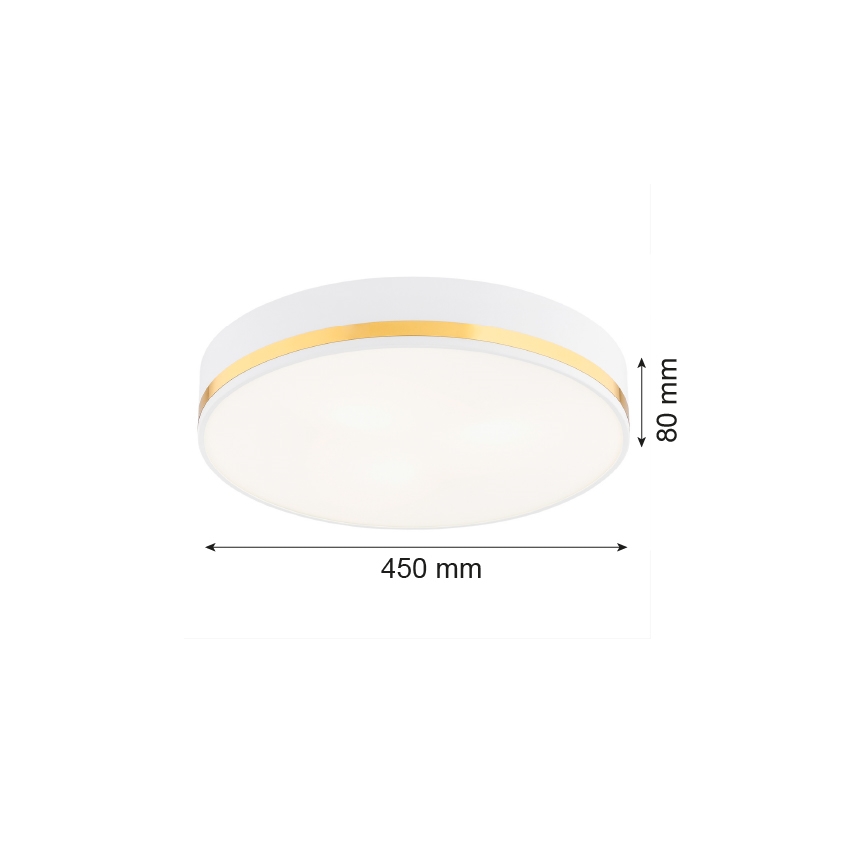 Argon 6138 - Лампа AMORE 3xE27/15W/230V Ø 45 cм бяла/златиста