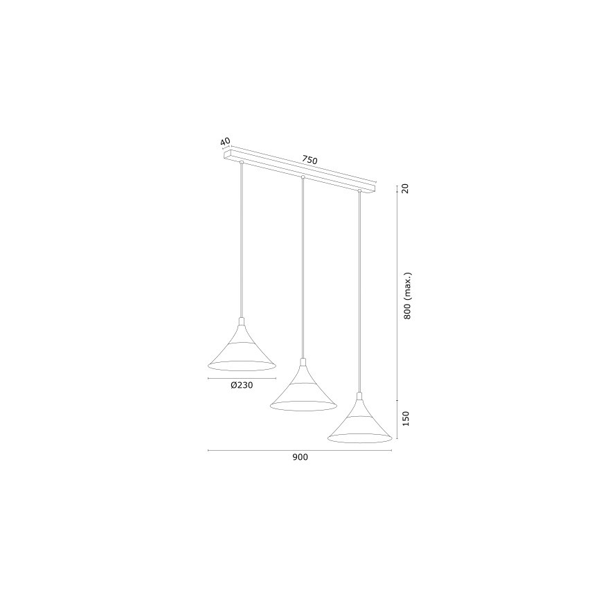 Argon 6140 - Висящ полилей MASSETO 3xE27/15W/230V черен/златист