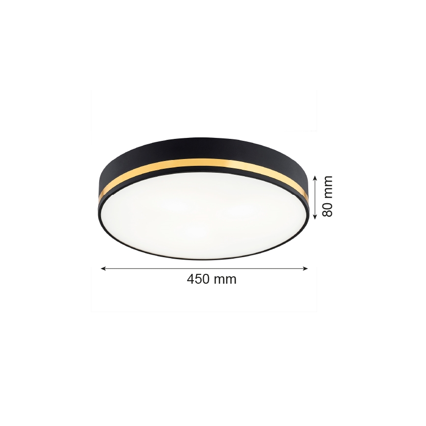 Argon 6141 - Лампа AMORE 3xE27/15W/230V Ø 45 cм черна/златиста