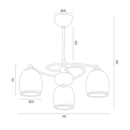 Argon 6144 - Полилей AVILA PLUS 3xE27/15W/230V черен/златист/бял