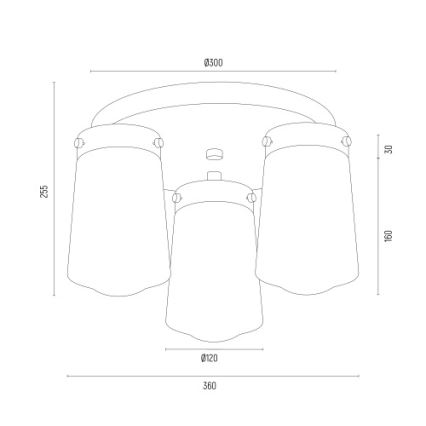 Argon 6165 - Полилей за повърхностен монтаж PASADENA 3xE27/15W/230V златист/бял