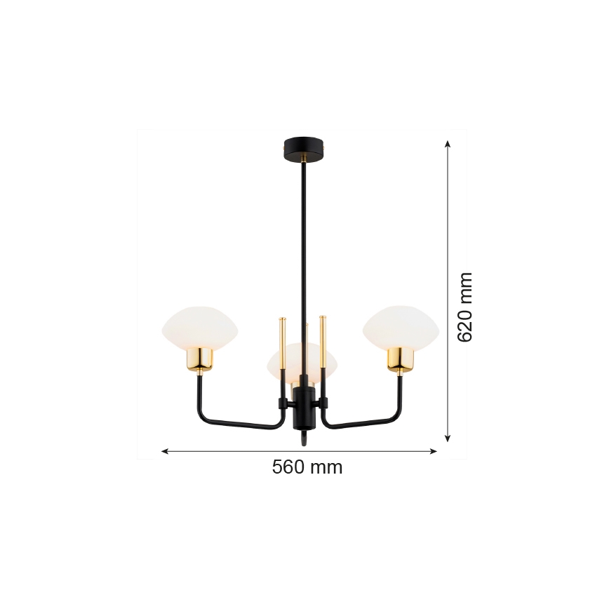 Argon 6166 - Полилей RAVELLO 3xE14/15W/230V черен/златист