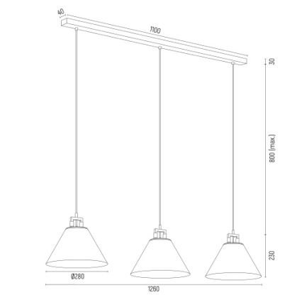 Argon 6173 - Висящ полилей ORTE 3xE27/15W/230V бял