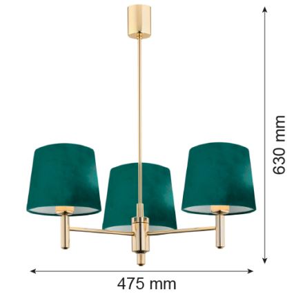 Argon 6192 - Полилей PONTE 3xE27/15W/230V зелен/месинг
