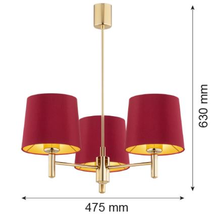 Argon 6266 - Висящ полилей PONTE PLUS 3xE27/15W/230V червен