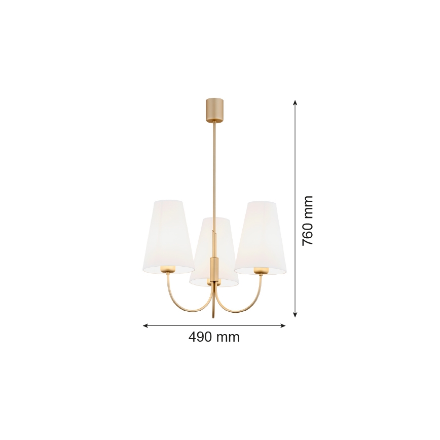 Argon 6267 - Висящ полилей SAFIANO 3xE27/15W/230V златист