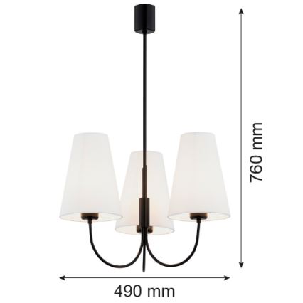 Argon 6268 - Висящ полилей SAFIANO 3xE27/15W/230V черен