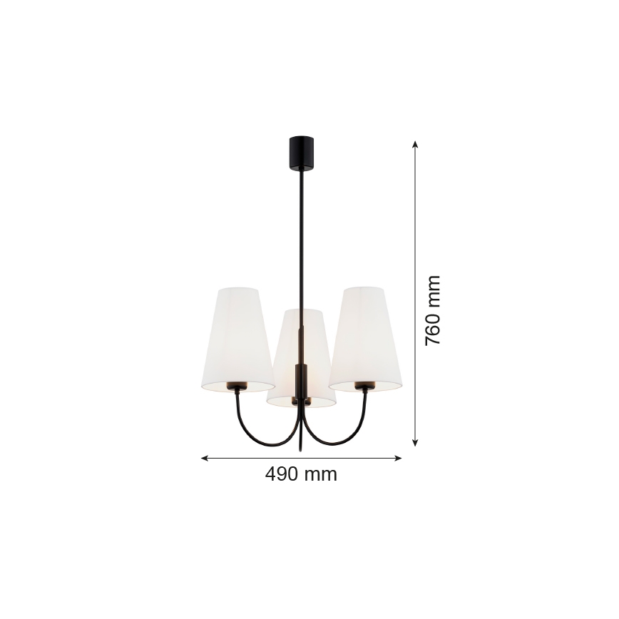Argon 6268 - Висящ полилей SAFIANO 3xE27/15W/230V черен