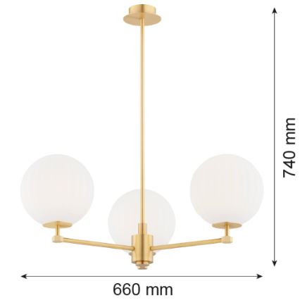 Argon 6307 - Висящ полилей PALOMA 3xE14/7W/230V златист/бял