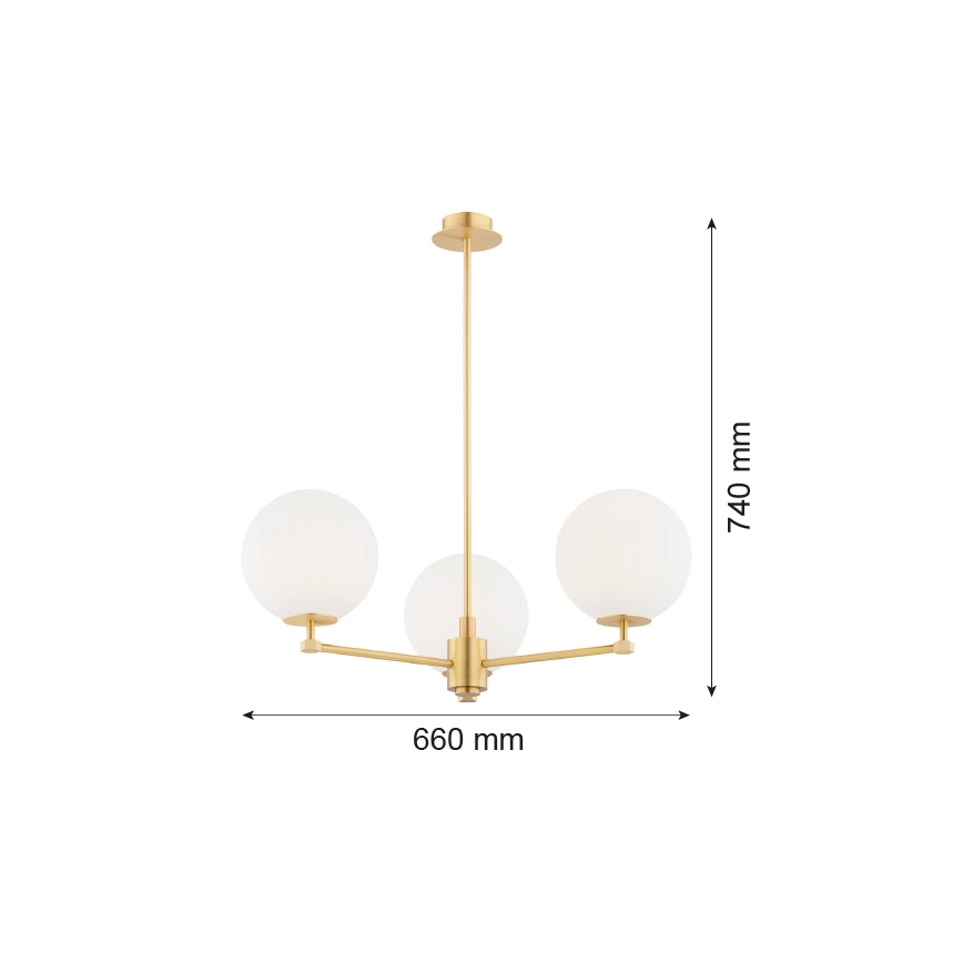 Argon 6307 - Висящ полилей PALOMA 3xE14/7W/230V златист/бял