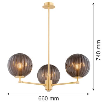 Argon 6310 - Висящ полилей PALOMA 3xE14/7W/230V златист/черен