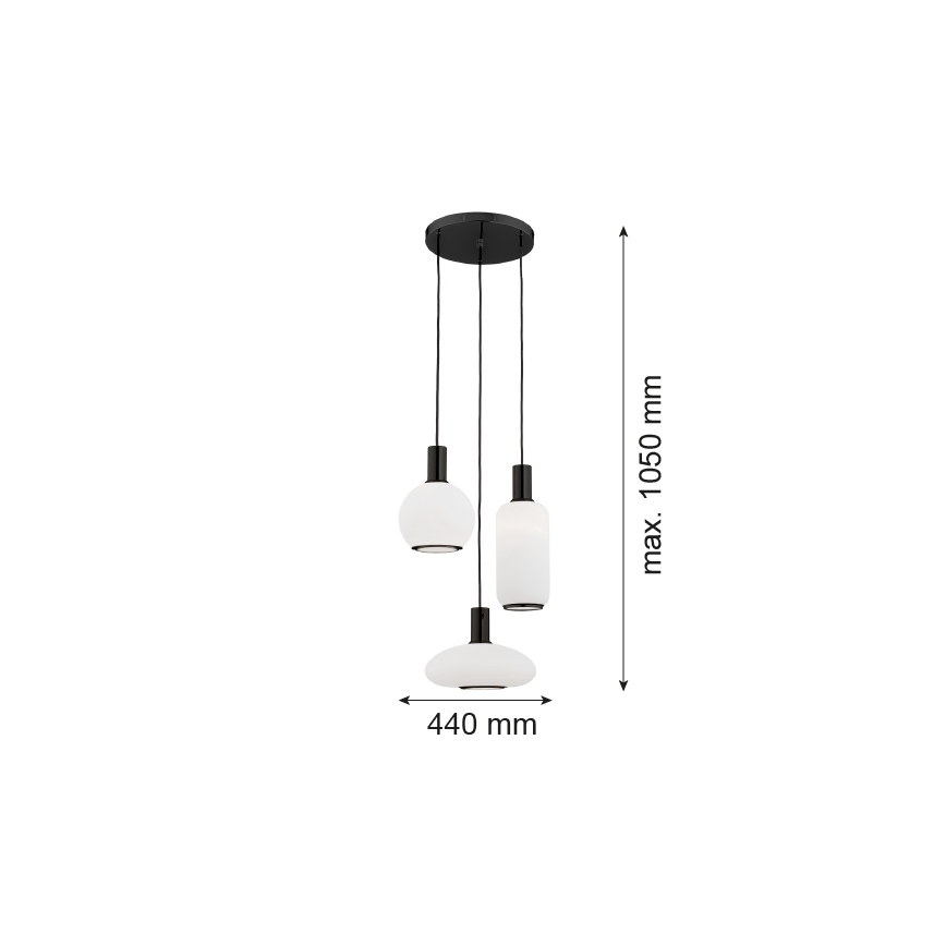 Argon 6323 - Пендел SAGUNTO PLUS 3xE27/15W/230V черен