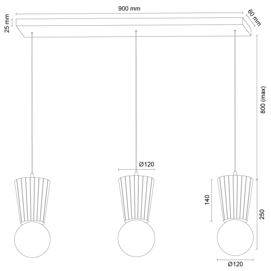 Argon 6357 - Висящ полилей за баня на кабел VOLANTE 3xG9/6W/230V IP44 бежов