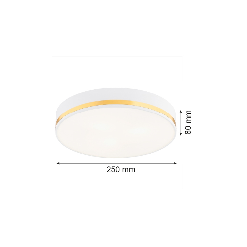 Argon 7034 - Лампа AMORE 2xE27/15W/230V Ø 25 cм бяла/златиста