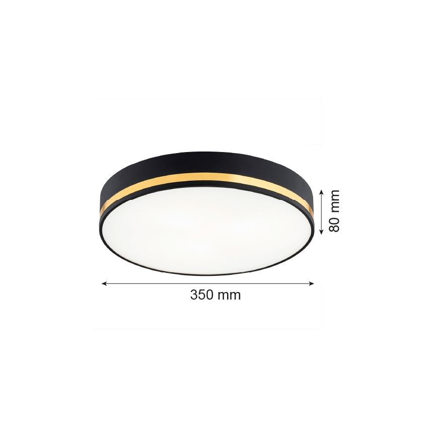 Argon 7041 - Лампа AMORE 2xE27/15W/230V Ø 35 cм черна/златиста