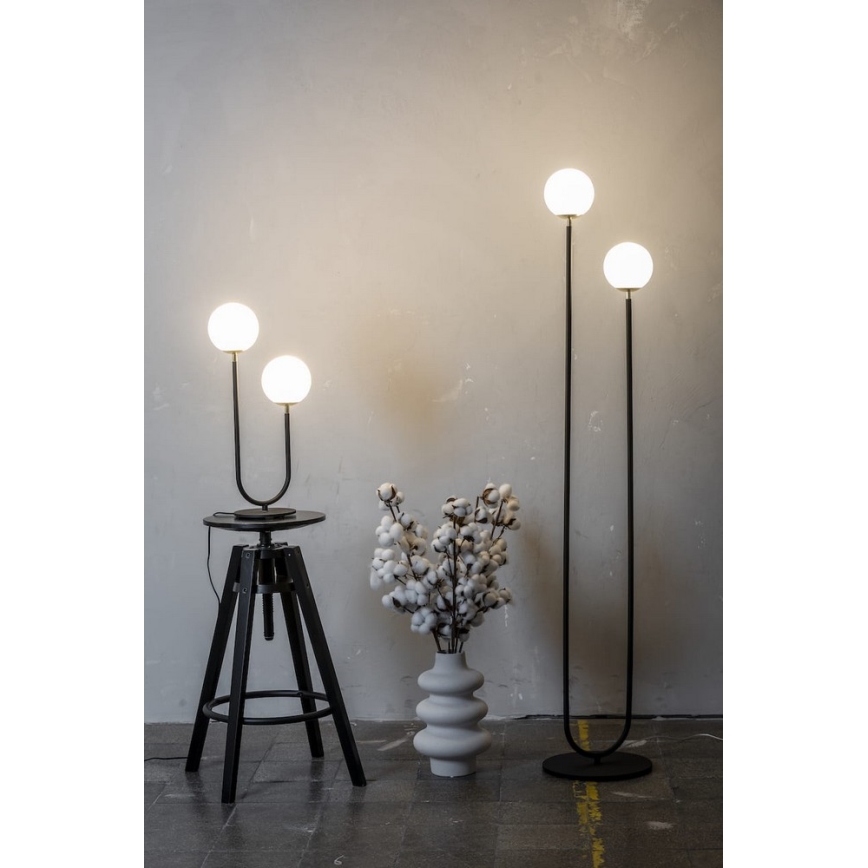 Argon 7072 - Настолна лампа FERRONE 2xE14/7W/230V ччерна/бяла/златиста