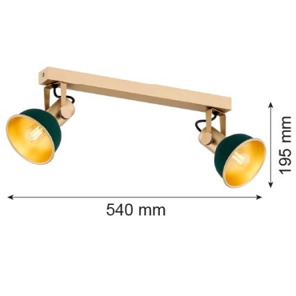 Argon 7143 - Спот LENORA 2xE14/7W/230V златист/зелен