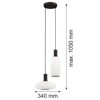 Argon 7214 - Пендел SAGUNTO PLUS 2xE27/15W/230V черен
