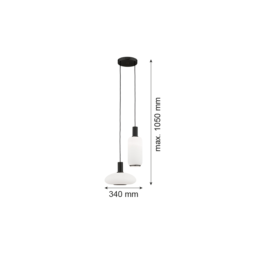Argon 7214 - Пендел SAGUNTO PLUS 2xE27/15W/230V черен