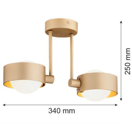 Argon 7215 - Полилей за баня MASSIMO PLUS 2xG9/6W/230V IP44 златист